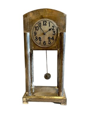 Art Nouveau Silver Plated Clock, 1900s-FSD-1409182