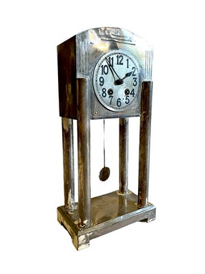 Art Nouveau Silver Plated Clock, 1900s-FSD-1409182