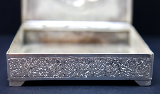 Art Nouveau Silver Plated Repousse Tobacco or Jewelry Box-MJY-1148669