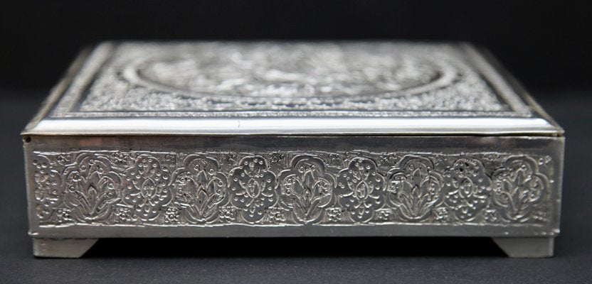 Art Nouveau Silver Plated Repousse Tobacco or Jewelry Box-MJY-1148669