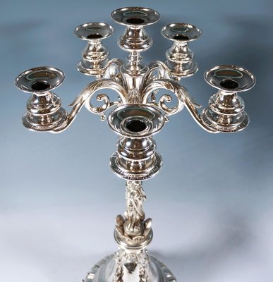 Art Nouveau Six-Flame Silver Candleholders, 1890, Set of 2-EMT-2039407