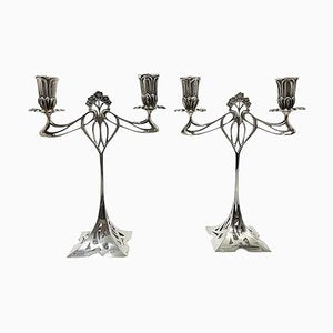 Art Nouveau Sterling Silver CandelabrasSet of 2-UCH-1764985