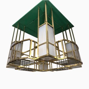 Art Nouveau Style Brass Ceiling Lamp from Kaffee Kranzler, Berlin, 1970s-QVR-1328029