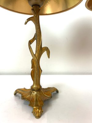 Art Nouveau Style Brass Foliage Table Lamps France 1950s, Set of 2-WZZ-1438662