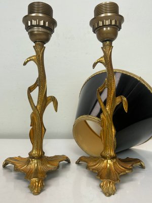 Art Nouveau Style Brass Foliage Table Lamps France 1950s, Set of 2-WZZ-1438662