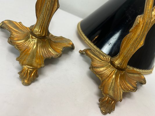 Art Nouveau Style Brass Foliage Table Lamps France 1950s, Set of 2-WZZ-1438662