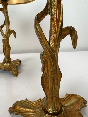 Art Nouveau Style Brass Foliage Table Lamps France 1950s, Set of 2-WZZ-1438662