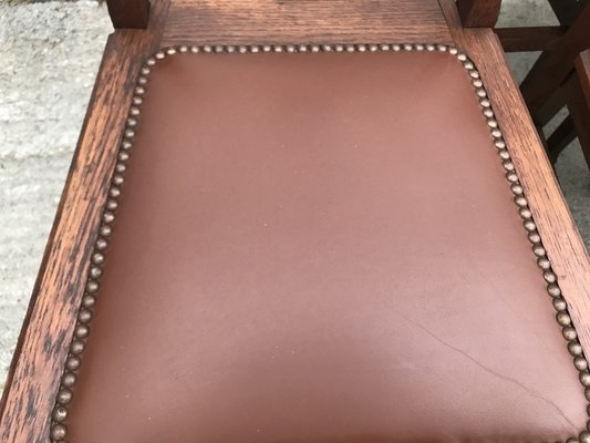 Art Nouveau Style Chairs in Leather, 1920, Set of 6-WQQ-1249050