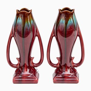 Art Nouveau Style Floral Vases, 1970s, Set of 2-FSD-846159