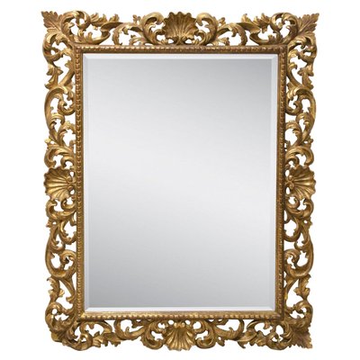 Art Nouveau Style Gold Foil Mirror in Hand Carved Wood, 1970-UZ-1256831