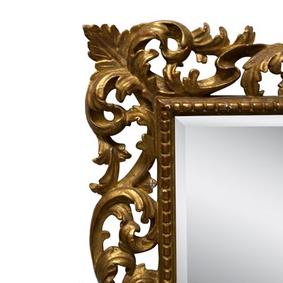 Art Nouveau Style Gold Foil Mirror in Hand Carved Wood, 1970-UZ-1256831