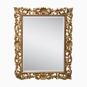 Art Nouveau Style Gold Foil Mirror in Hand Carved Wood, 1970-UZ-1256831