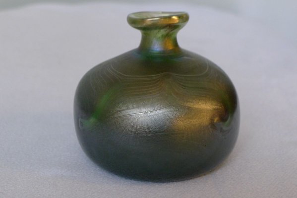 Art Nouveau Style Green Iridescent Glass Vase by Erwin Eisch, 1980s-VRE-738201