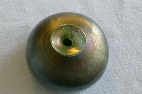 Art Nouveau Style Green Iridescent Glass Vase by Erwin Eisch, 1980s-VRE-738201