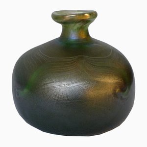 Art Nouveau Style Green Iridescent Glass Vase by Erwin Eisch, 1980s-VRE-738201