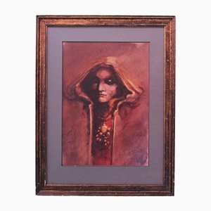 Art Nouveau Style Painting, 1984, Gouache, Framed-IJR-1240156