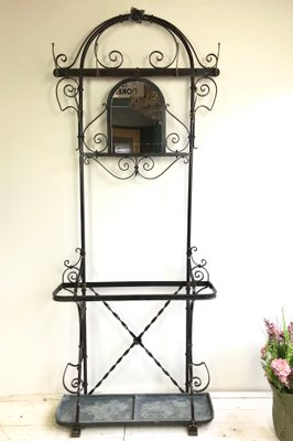 Art Nouveau Style Wrought Iron Coat Rack with Umbrella Stand, 1900s-WZZ-1050201