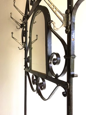 Art Nouveau Style Wrought Iron Coat Rack with Umbrella Stand, 1900s-WZZ-1050201