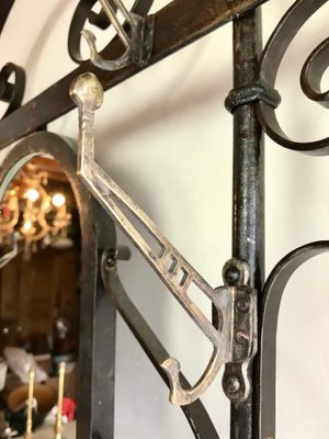 Art Nouveau Style Wrought Iron Coat Rack with Umbrella Stand, 1900s-WZZ-1050201