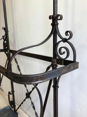 Art Nouveau Style Wrought Iron Coat Rack with Umbrella Stand, 1900s-WZZ-1050201