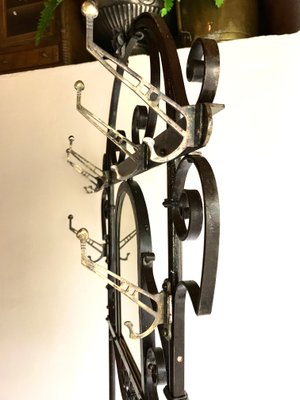 Art Nouveau Style Wrought Iron Coat Rack with Umbrella Stand, 1900s-WZZ-1050201