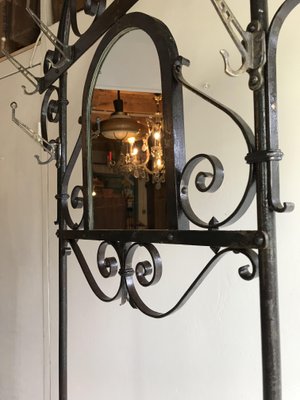 Art Nouveau Style Wrought Iron Coat Rack with Umbrella Stand, 1900s-WZZ-1050201