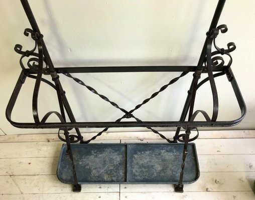 Art Nouveau Style Wrought Iron Coat Rack with Umbrella Stand, 1900s-WZZ-1050201