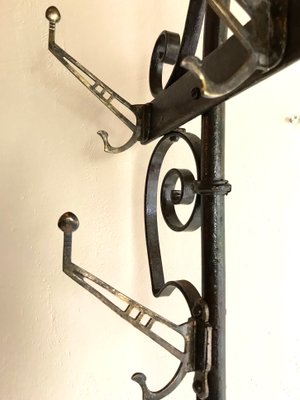 Art Nouveau Style Wrought Iron Coat Rack with Umbrella Stand, 1900s-WZZ-1050201