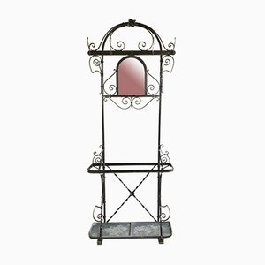 Art Nouveau Style Wrought Iron Coat Rack with Umbrella Stand, 1900s-WZZ-1050201