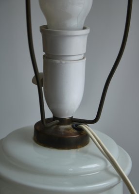 Art Nouveau Table Lamp in Mouthblown White Opaline Glass from Fyens Glassworks, 1890s-WRF-1453246