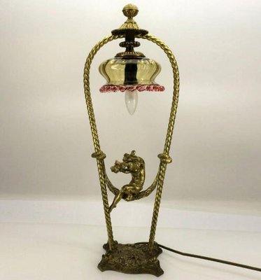 Art Nouveau Table Lamp Putto on Swing, 1920s-VDW-751536