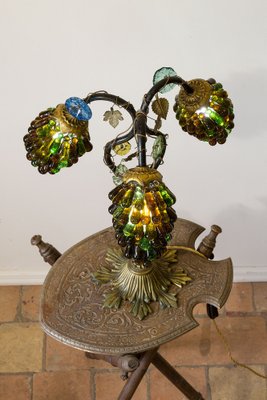 Art Nouveau Table Lamp with Murano Glass Lampshade, 1920s-QES-1704480