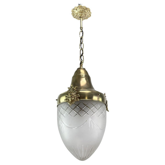 Art Nouveau Tear Drop-Shaped Ceiling Lamp in Bronze, 1900s