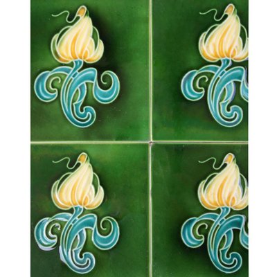 Art Nouveau Tiles by Gilliot Hemiksem, Belgium, 1930s, Set of 10-VDW-960218