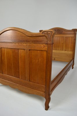 Art Nouveau Twin Beds in Carved Oak, France, 1910s, Set of 2-XNH-1719422