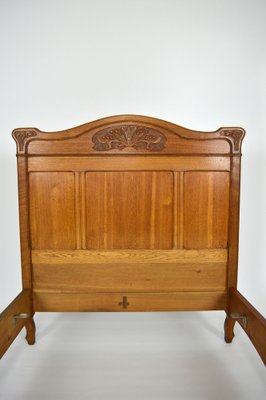 Art Nouveau Twin Beds in Carved Oak, France, 1910s, Set of 2-XNH-1719422