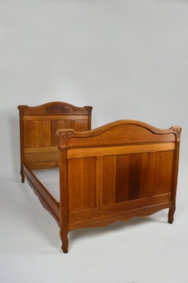 Art Nouveau Twin Beds in Carved Oak, France, 1910s, Set of 2-XNH-1719422