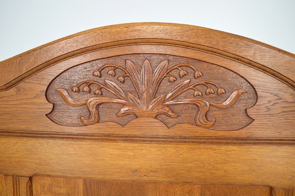 Art Nouveau Twin Beds in Carved Oak, France, 1910s, Set of 2-XNH-1719422