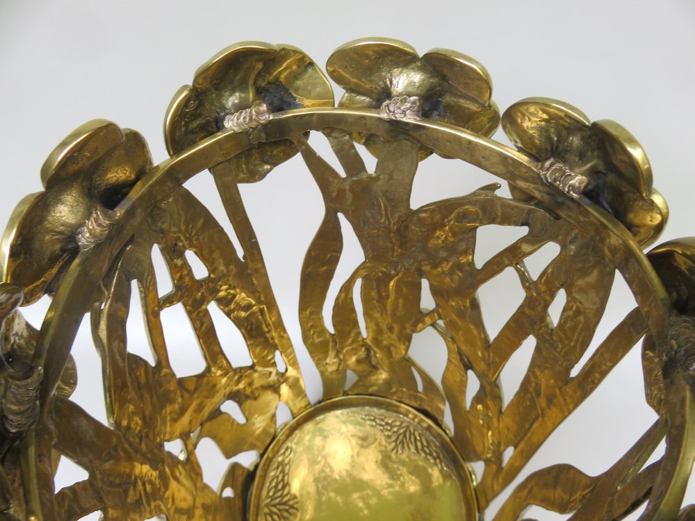 Art Nouveau Umbrella Stand in Polished Bronze, 1970s