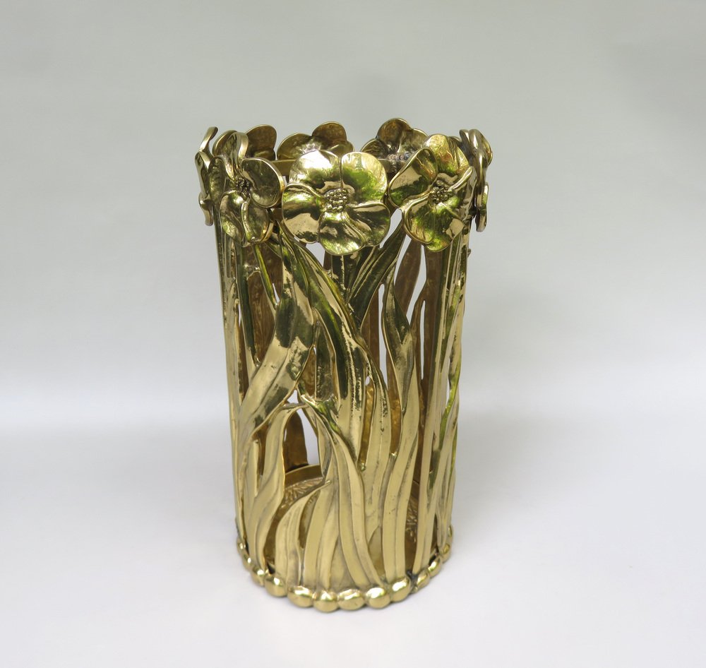 Art Nouveau Umbrella Stand in Polished Bronze, 1970s