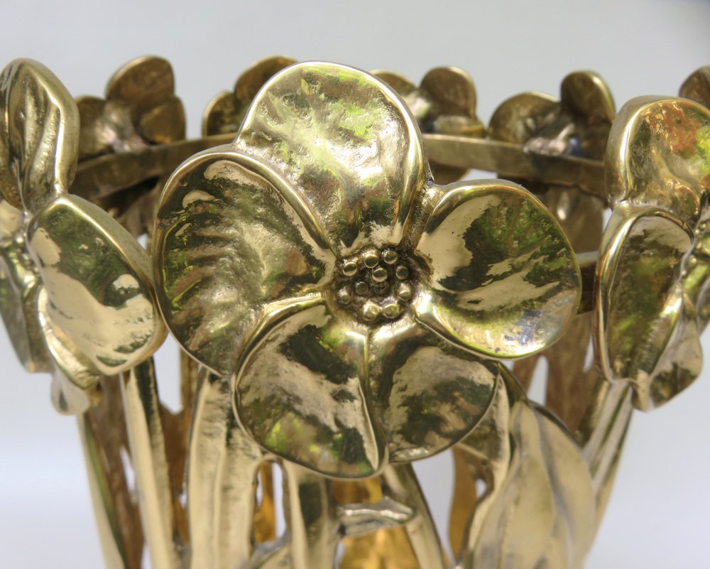 Art Nouveau Umbrella Stand in Polished Bronze, 1970s