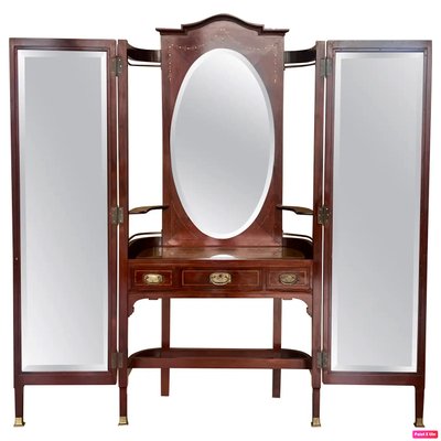 Art Nouveau Vanity Table with Folding Dresser Mirror, 1920-PSK-2032105