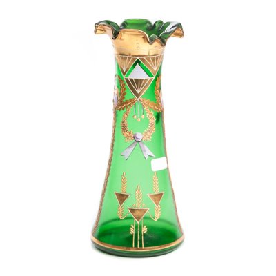 Art Nouveau Vase with Gilding & Emerald Glass, Czech Republic-FSD-1195747