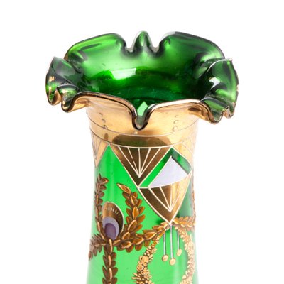 Art Nouveau Vase with Gilding & Emerald Glass, Czech Republic-FSD-1195747