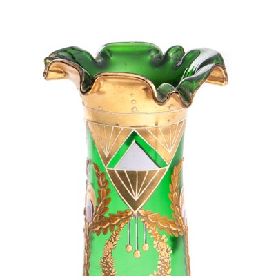 Art Nouveau Vase with Gilding & Emerald Glass, Czech Republic-FSD-1195747