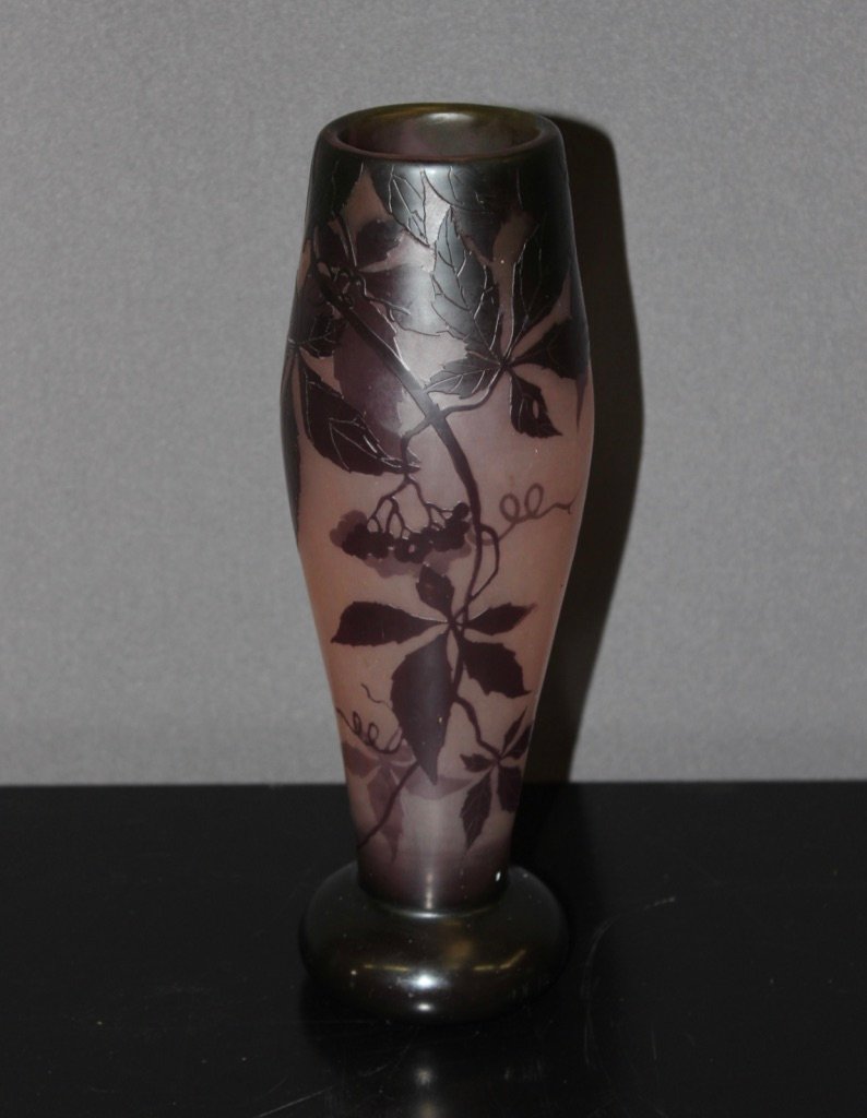 Art Nouveau Vase with Vine Decoration by Gauthier