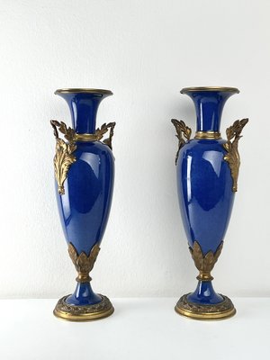 Art Nouveau Vases in Gilt Bronze, 1920s, Set of 2-KKG-1706293