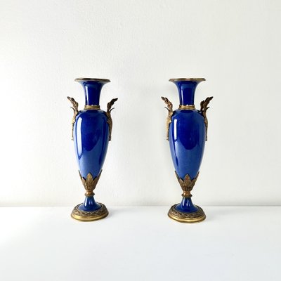 Art Nouveau Vases in Gilt Bronze, 1920s, Set of 2-KKG-1706293