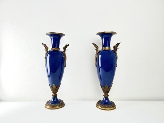 Art Nouveau Vases in Gilt Bronze, 1920s, Set of 2-KKG-1706293