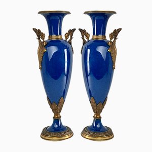 Art Nouveau Vases in Gilt Bronze, 1920s, Set of 2-KKG-1706293